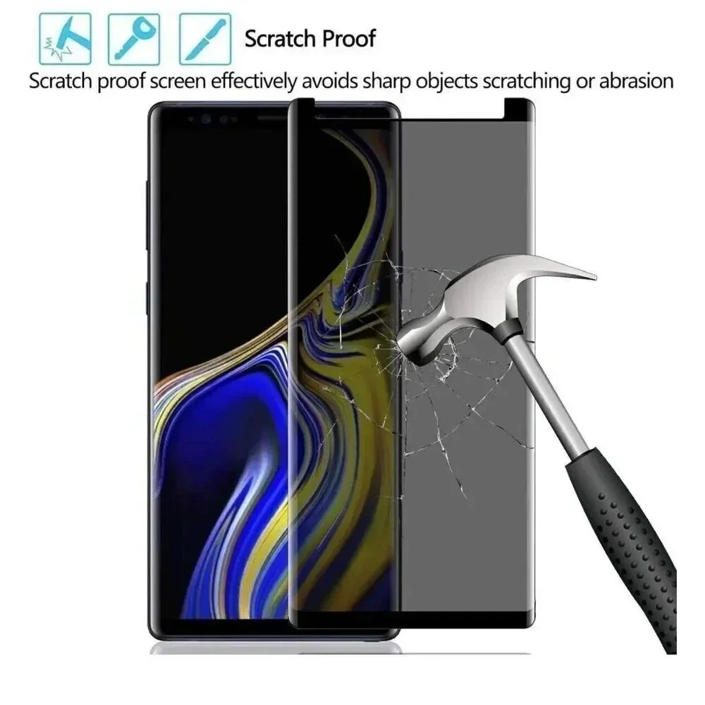 2 Pack Galaxy Note 9 Screen Protector Privacy‎ Tempered Glass 3D Curved Edge 9H